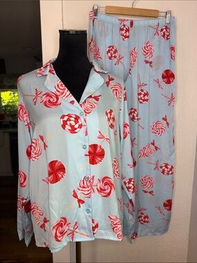 Shady Lady Lollipop Print Pajama Set PJs with Pockets loungewear lightweight